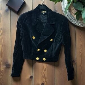 Georgiou Black Velvet Blazer with Gold Buttons Size S/8